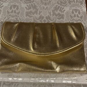 Vintage 1978 gold Leatherette Avon clutch “Polished Fold Evening Bag purse